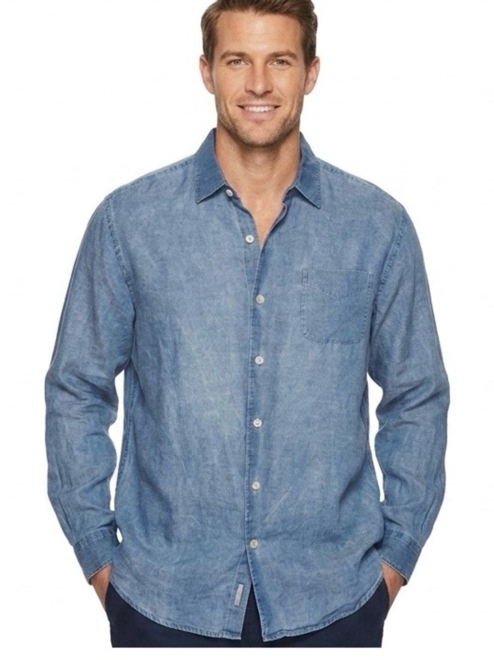 Tommy Bahama 100% linen‎ Casual Blue Button-Down Shirt